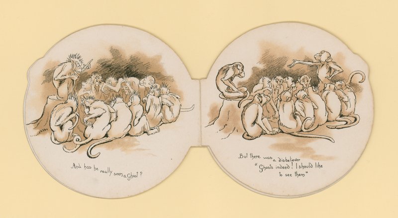 Spøkelser - aper og ugle (litho) av English School