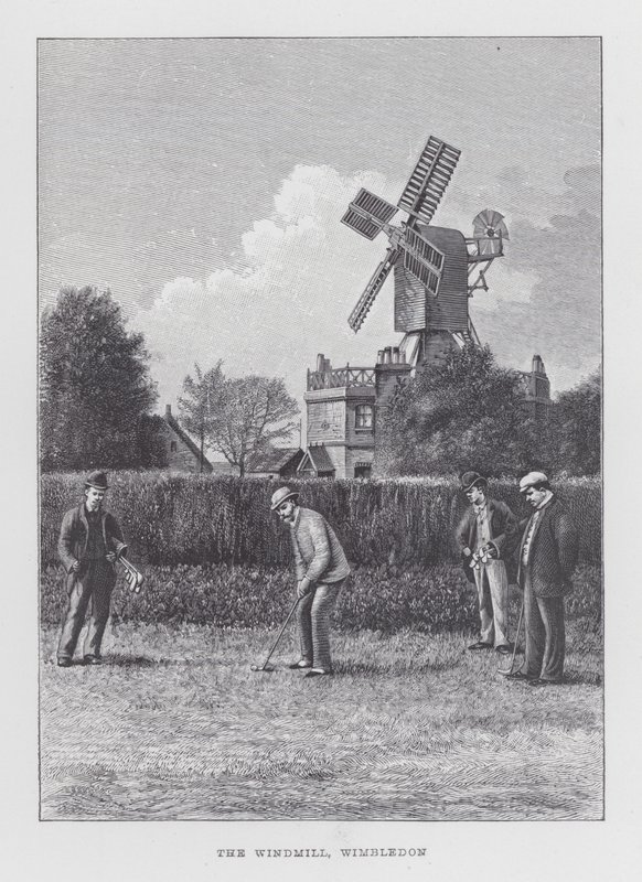 Golf: Vindmøllen, Wimbledon (litho) av English School