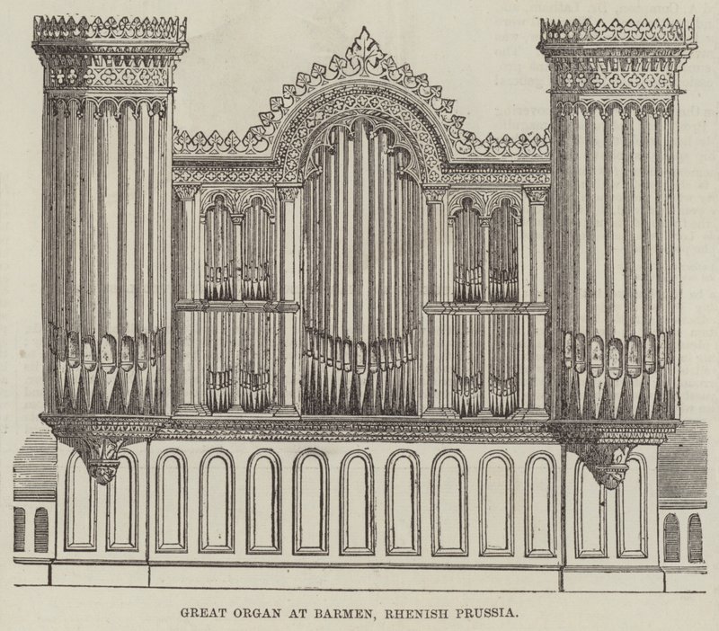 Great Organ at Barmen, Rhenish Preussen (gravering) av English School