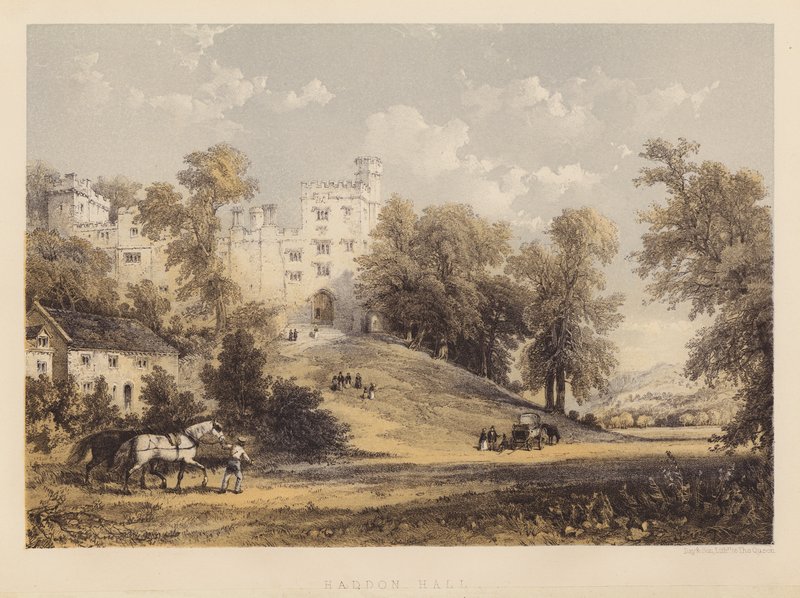 Haddon Hall (akvatint) av English School