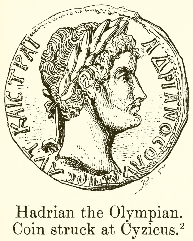 Hadrian den olympiske. Mynt slått på Cyzicus av English School