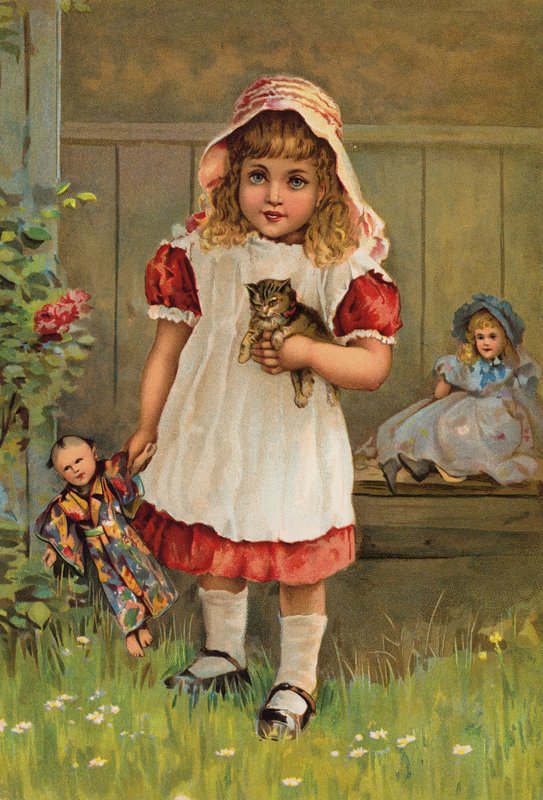 Happy Childhood (farge litho) av English School