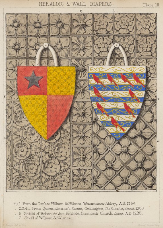 Heraldiske og veggbleier (farge litho) av English School