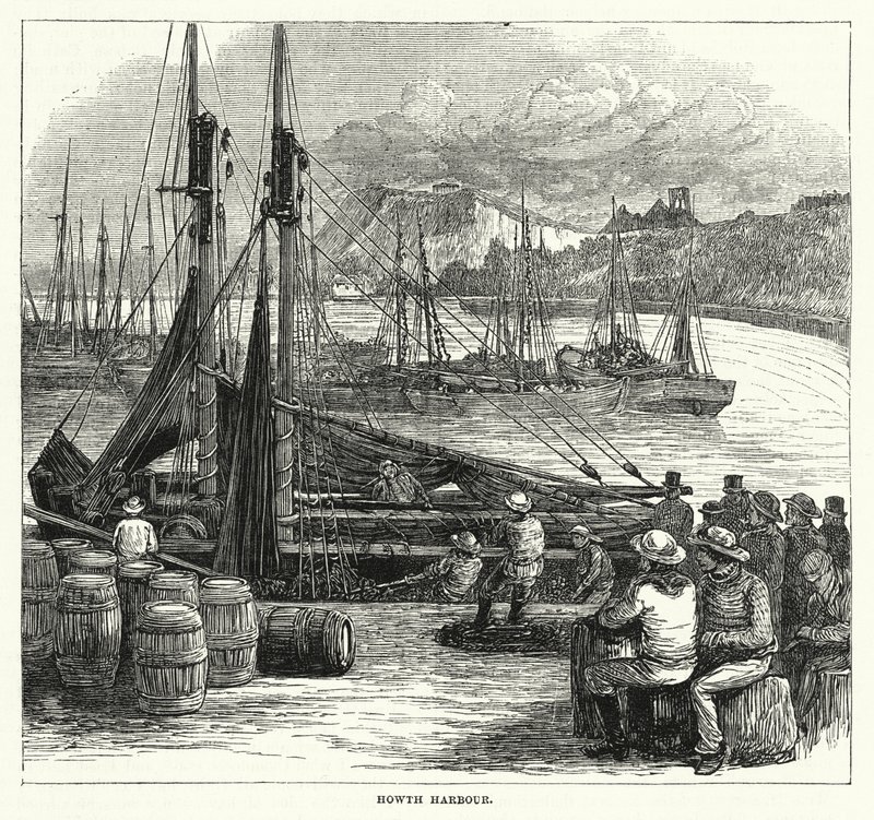 Howth Harbor (gravering) av English School