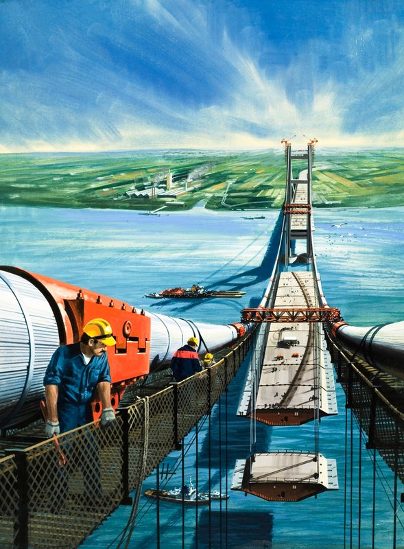 Humber Estuary Bridge under bygging av English School