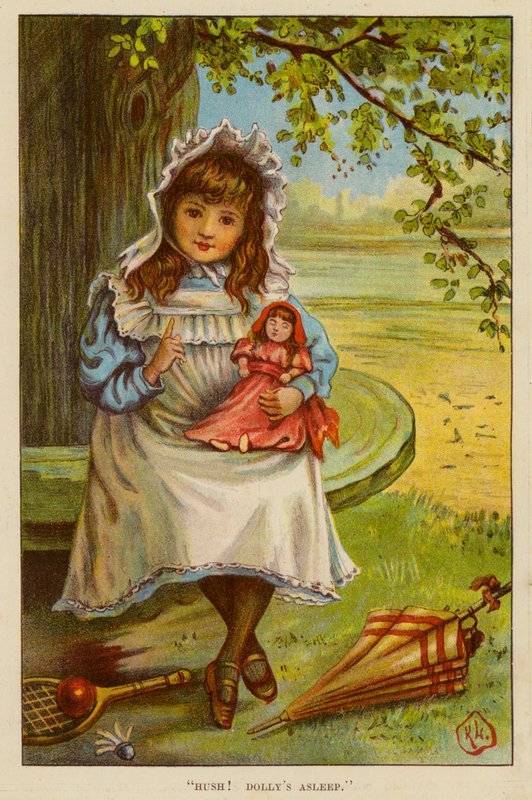 "Tysj! Dolly sover" (farge litho) av English School