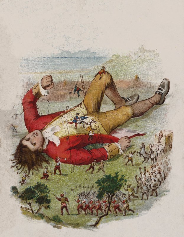 Illustrasjon for Gullivers reiser (litho i farge) av English School
