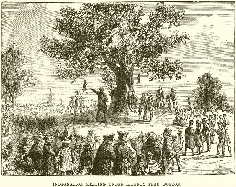 Indignasjonsmøte under Liberty Tree, Boston av English School