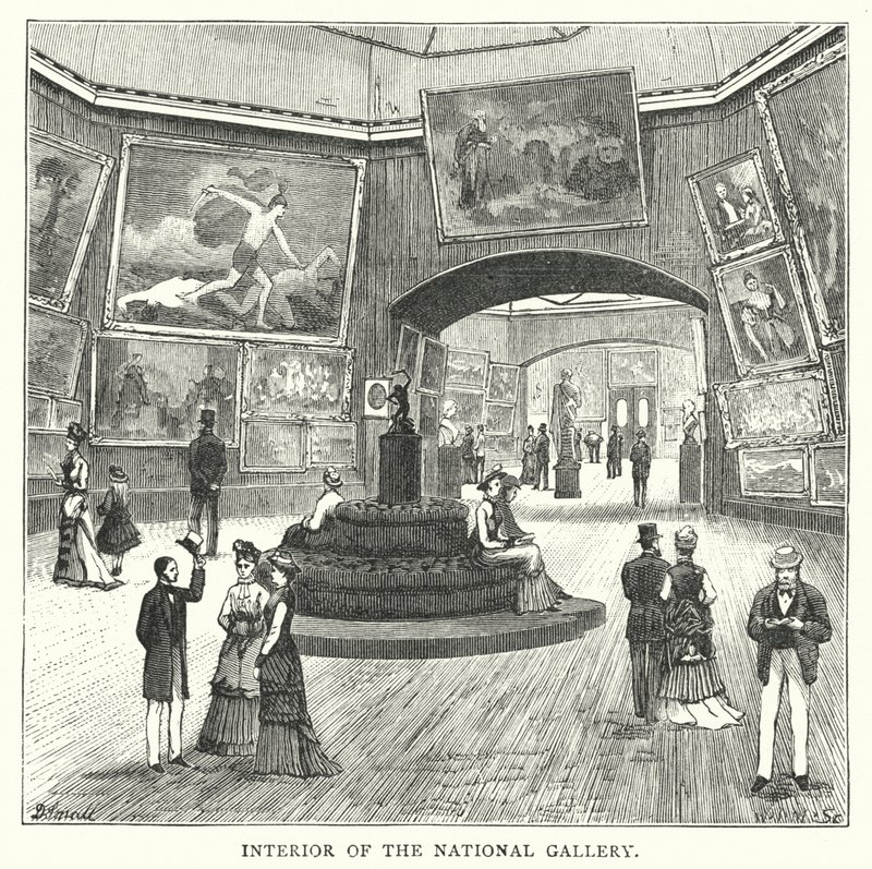 Interiør av Nasjonalgalleriet (gravering) av English School