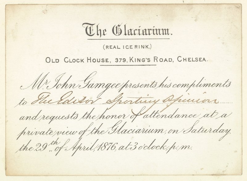 Invitasjon til The Glaciarium i 1876. av English School