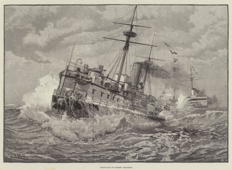 Ironclads i stormfullt vær (gravering) av English School