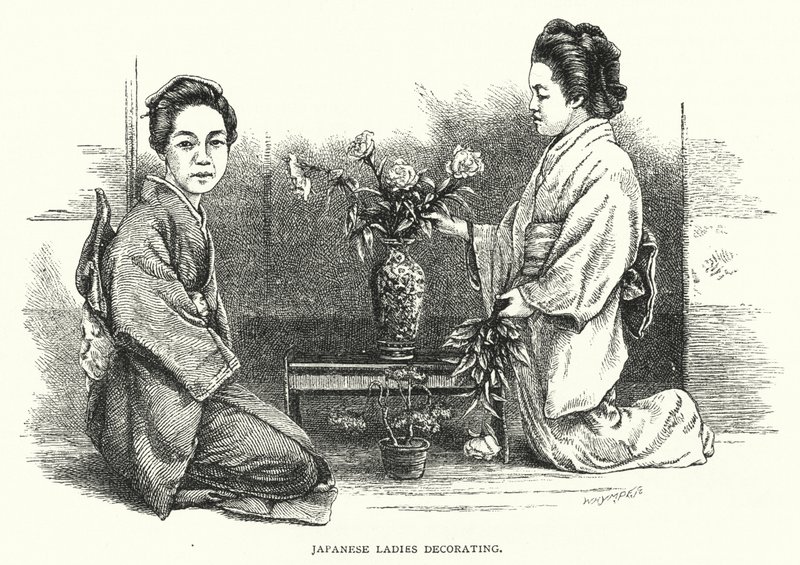 Japansk damedekorering (gravering) av English School