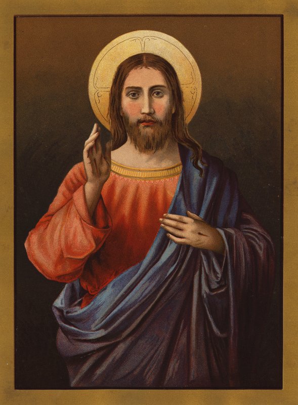 Jesus Kristus (farge litho) av English School