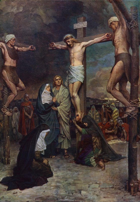 Jesus på korset (farge litho) av English School