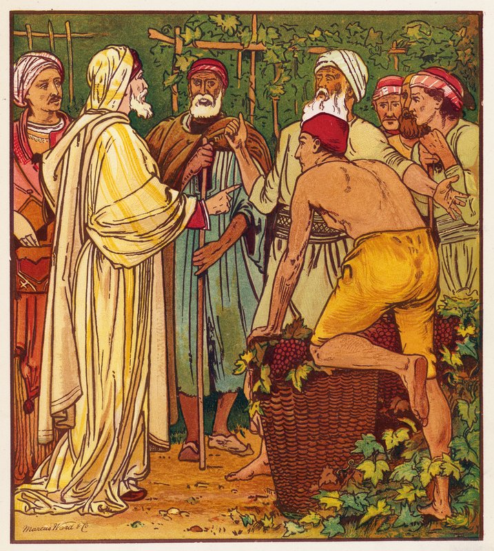 Jesu lignelser: Vingården (farge litho) av English School