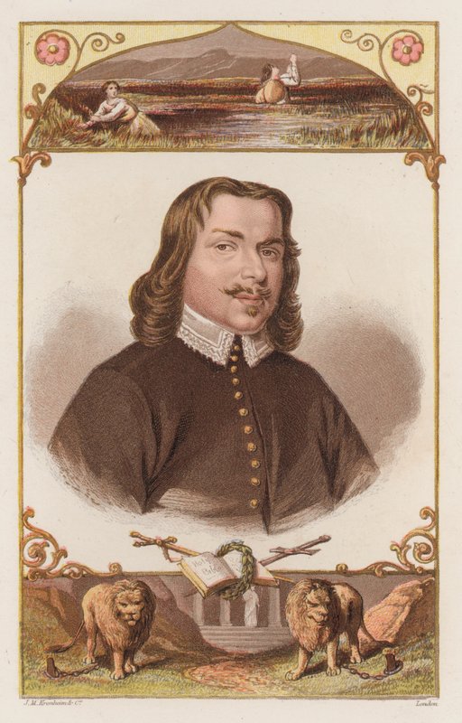 John Bunyan, portrett (farget gravering) av English School