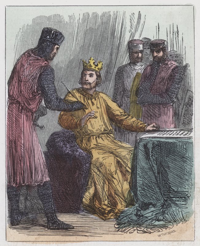 John Signing Magna Charta (farget gravering) av English School
