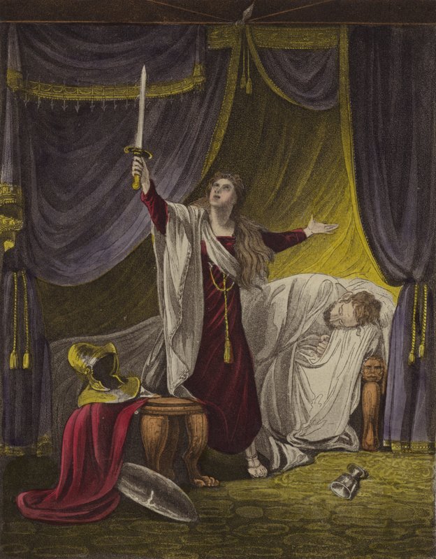 Judith halshugger Holofernes (farge litho) av English School