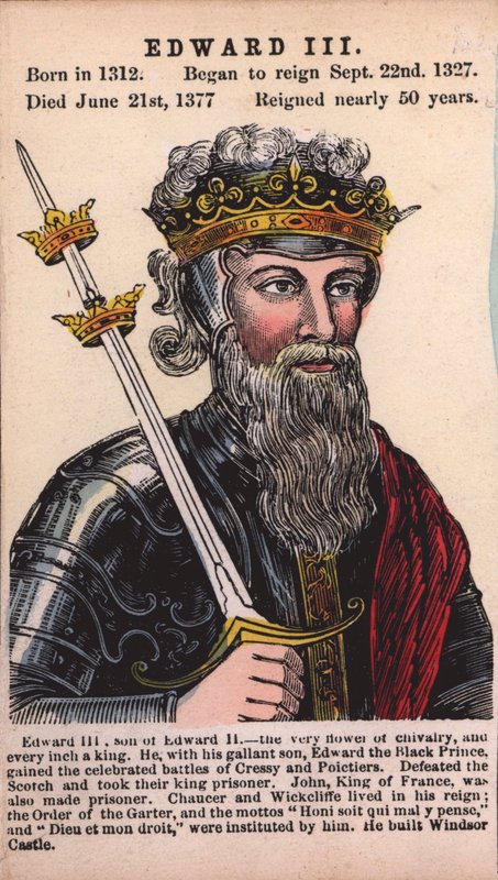 Kong Edward III (farget gravering) av English School