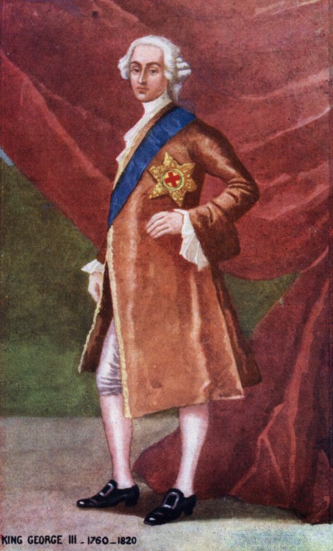 Kong George III (farge litho) av English School