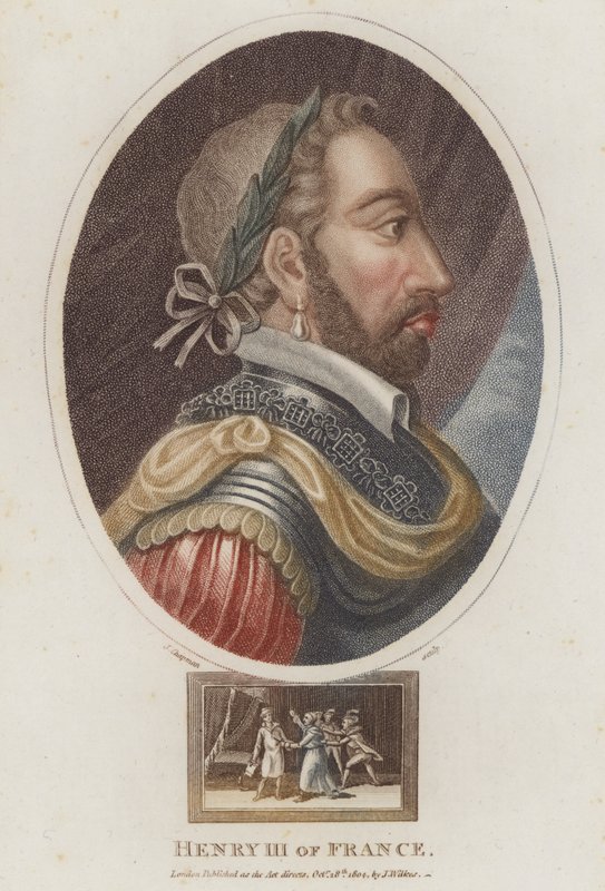 Kong Henry III av Frankrike (farget gravering) av English School
