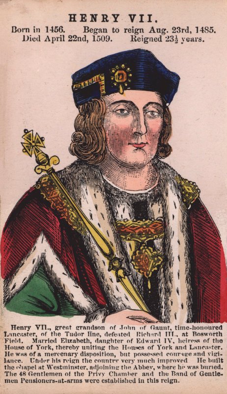 Kong Henry VII (farget gravering) av English School