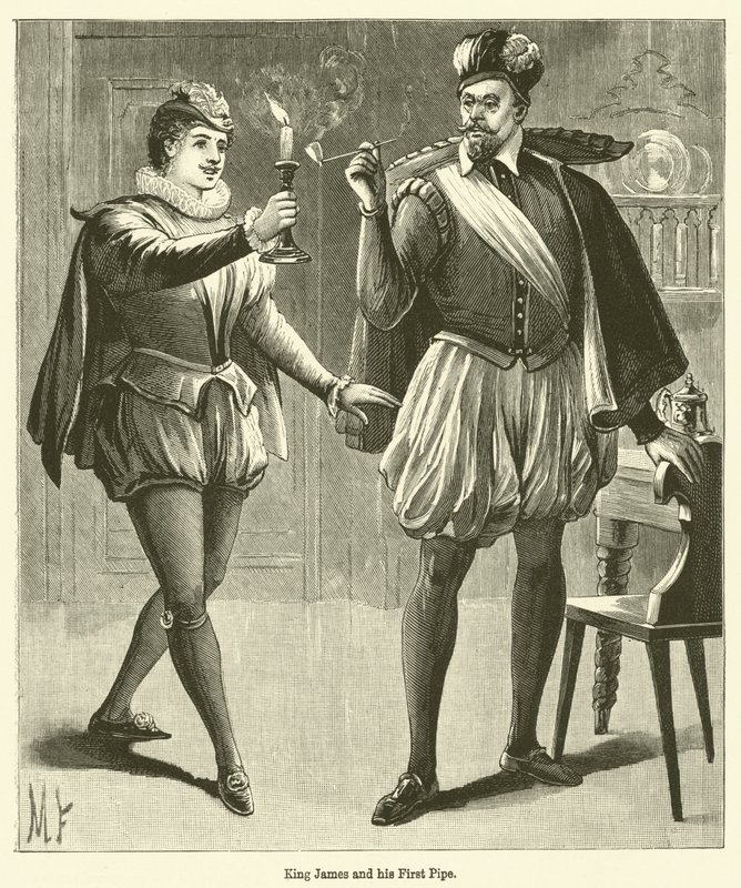 King James and his First Pipe (gravering) av English School