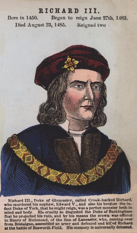 Kong Richard III (farget gravering) av English School