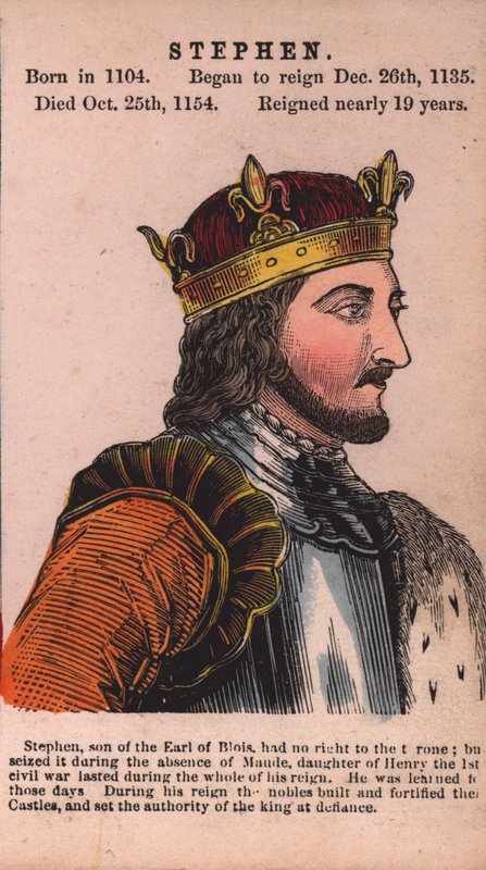 King Stephen (farget gravering) av English School