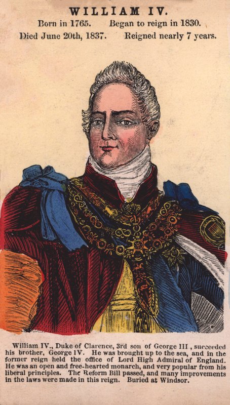 Kong William IV (farget gravering) av English School