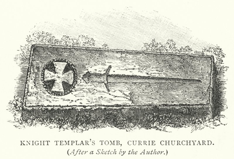 Knight Templar's Tomb, Currie Churchyard (gravering) av English School