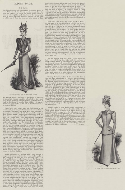 Dameside, kjole (litho) av English School