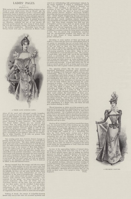 Damesider, kjole (litho) av English School