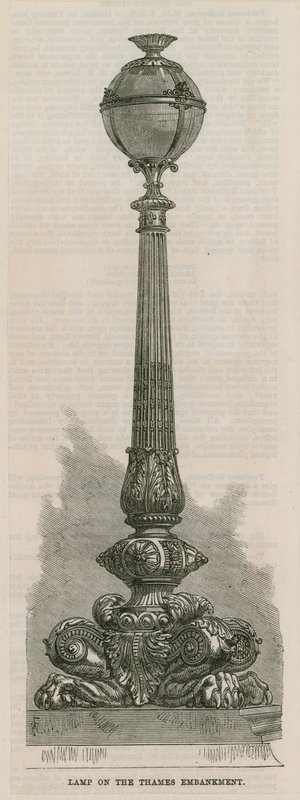 Lampe på Themsen Embankment, London av English School