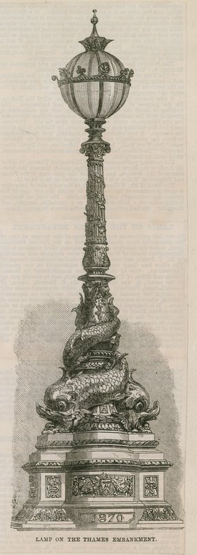 Lampe på Themsen Embankment, London av English School