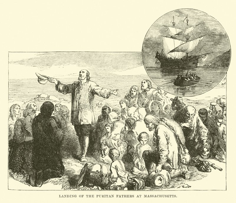 Landing av de puritanske fedrene i Massachusetts av English School