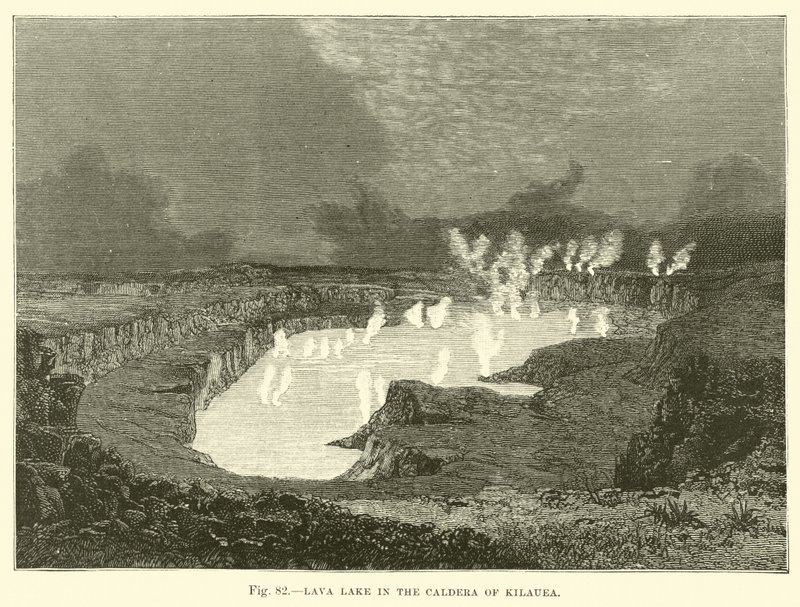 Lavainnsjø i Caldera of Kilauea av English School