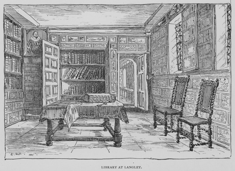 Bibliotek på Langley (gravering) av English School