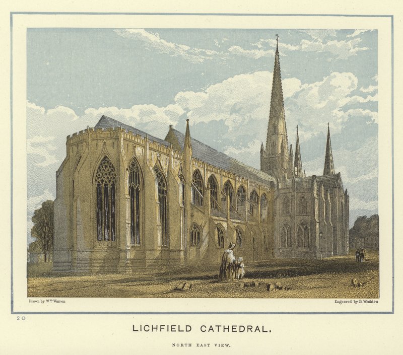 Lichfield Cathedral, utsikt mot nordøst av English School