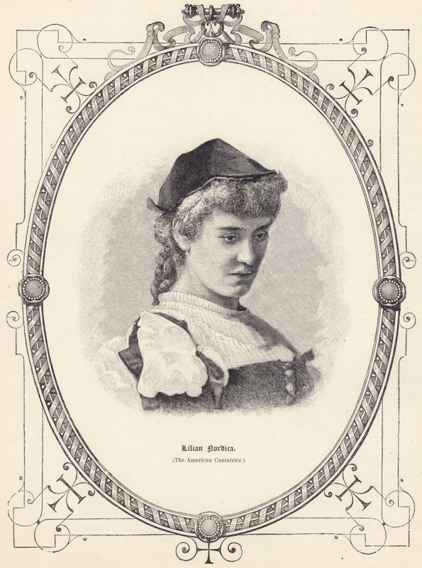 Lilian Nordica (den amerikanske Cantatrice) (gravering) av English School