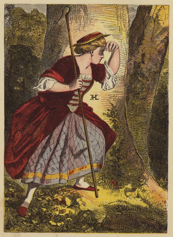 Little Bo-Peep (farget gravering) av English School