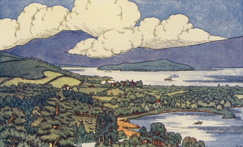 Loch Lomond (farge litho) av English School