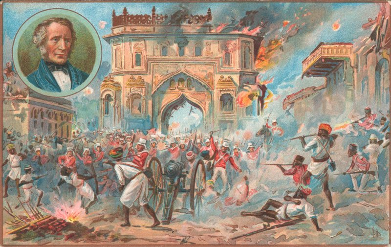 Lucknow, indisk mytteri, 1857 av English School