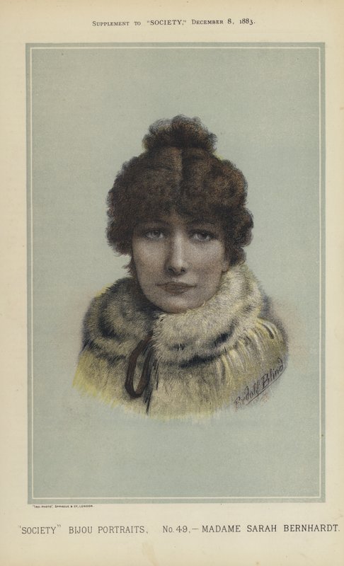 Madame Sarah Bernhardt (farge litho) av English School