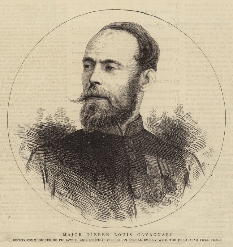 Major Pierre Louis Cavagnari (gravering) av English School