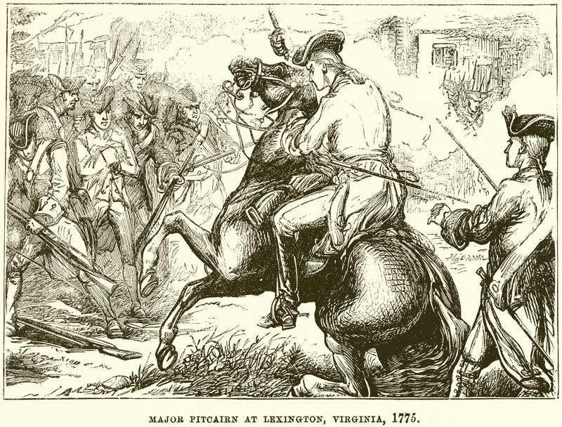 Major Pitcairn i Lexington, Virginia, 1775 av English School
