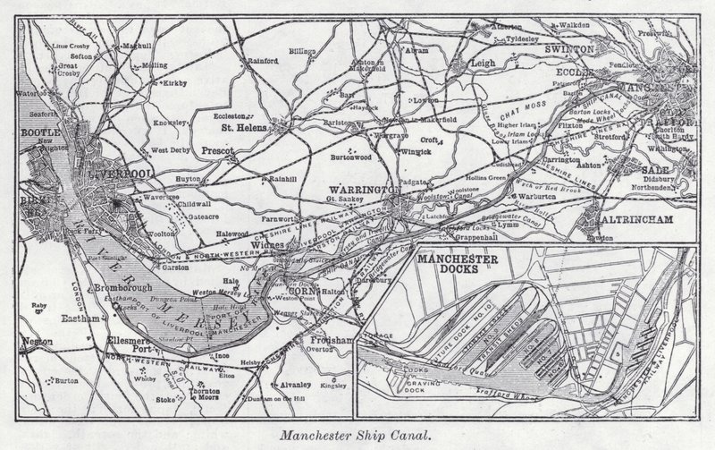 Manchester Ship Canal (litho) av English School