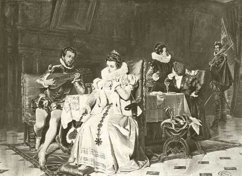 Mary Stuart og Rizzio (gravyr) av English School