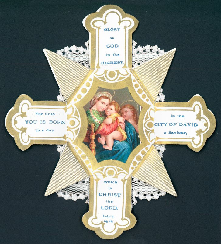 Maria og Jesusbarnet, julekort av English School