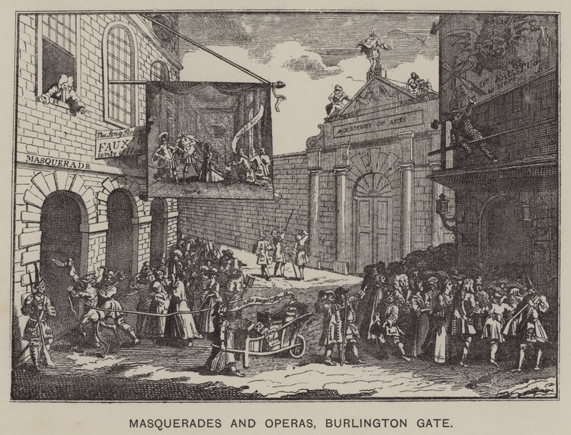 Maskerader og operaer, Burlington Gate (gravering) av English School